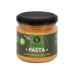 Pasta wegańska jalapeno z oliwą exv IORGOS 185 g (opak. zbiorcze 6 szt.)
